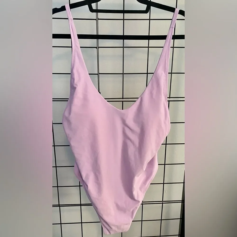 Relleciga Lavender Plus Size One Piece Thong Swimsuit NWT